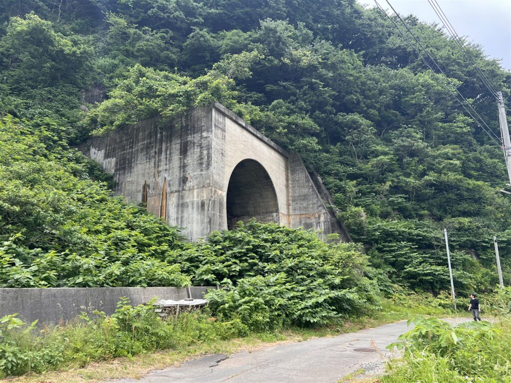 温海の町の裏手に残る宮名トンネルのあつみ温泉側坑口